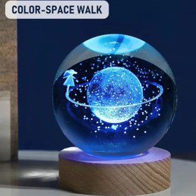 Resim Renk Değiştiren Satürnlü Kız Cam Küre 