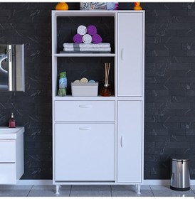 Resim Modilayn Mis Urla Yenice 90 X 183 X 31,5 Cm Kirli Çamaşır Sepetli Banyo Dolabı Çok Renkli 