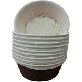 Resim Bora Plastik Hasır Desenli Ekmek Sepeti Yuvarlak No:2 Bezli 10 Ad Kahverengi 