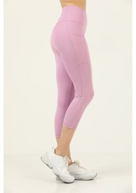Resim Missmaral Kadın Lila Yüksek Bel Toparlayıcı Çift Cepli Diz Altı Kapri Tayt Capri 1054 Slim Fit 1054 Lila 