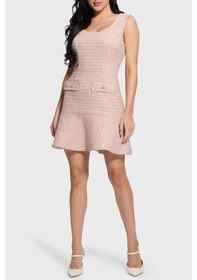 Resim Daphnee Fitted Fit Fırfırlı Mini Tuvid Elbise W5rk10wgw82 Elbise W5rk10 Wgw82 F6dz Pudra 