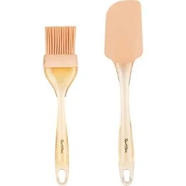 Resim Somon Renkli Silikon Spatula ve Fırça Seti 