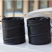 Resim Chuangyinshop Siyah 2 Adet Sızdırmaz Katlanır Araba Çöp Kutusu Dayanıklı Polyester Seyahat Çöp Kovası 