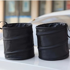 Resim Chuangyinshop Siyah 2 Adet Sızdırmaz Katlanır Araba Çöp Kutusu Dayanıklı Polyester Seyahat Çöp Kovası 