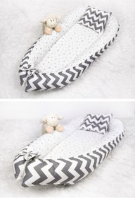 Resim Yatak Ve Ortopedik Yastik Gri Minik Yildiz Ve Kalin Zikzak 