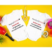 Resim Canestar Bebek Yazılı Bebek Zıbın- Bebek Body Zıbın -#en Güzel Anne #en Güzel Baba Set 