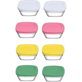 Resim Paşabahçe 96840 Pudding Kapaklı Cam Saklama Kabı 8 Li Kahvaltılık 310CC 