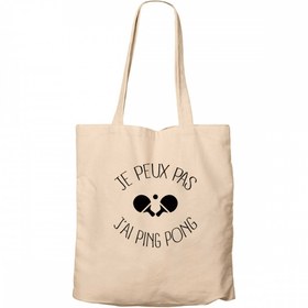 Resim Ping Pong I can not I have Krem Fermuarlı Bez Çanta Gabardin - Krem 