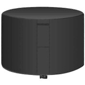 Resim Yükseltilmiş Ağır Hizmet Tipi 420d Oxford Yuvarlak Bahçe Rattan Mobilya Örtüsü Su Geçirmez İç Mekan Dış Mekan Dairesel Masa Koruma Seti Bağcıklı Tokalar İle 120 X 75 Cm Siyah 