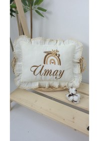 Resim Gros Shop Müslin Yeni Doğan 4katlı Organik %100pamuk Kişiye Özgü Nakışlı Hastane Çıkış Seti Gökkuşağı Model1 Ekru-3 