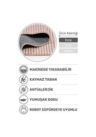 Resim Lidya Bukle Jüt Çizgili Halı Kaydırmaz, Kadife Hissi, Kolay Temizlik, Antibakteriyel, Modern Kahverengi 