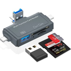 Resim Type C Lightning USB Için Tobo Micro Sd Kart Okuyucu, Micro Sd Karttan USB Adaptörüne, Kamera Hafıza Kartı Okuyucu Için USB C Sd Kart Okuyucu, Pc Telefon Için 7'si 1 Arada Sd Kart Okuyucu 