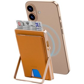 Resim Wiwu Mw-006 Tasarımlı 6 Hazneli Pu Magnetik Standlı Kartlık Kahverengi Kahverengi 