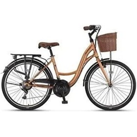 Resim Ümit 2810 Alanya Sepetli Kadın Şehir Bisikleti 28 Jant 21 Vites Gold Siyah Altın - Siyah 