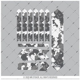 Resim Bcy26 Bisiklet Kadro Koruyucu Reflektif Sticker Seti Pixel Camo 