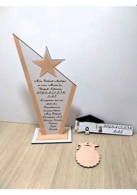 Resim Resmi Kurum Plaket-anahtarlık-kitap Ayracı Set Kişiye Özel Beyaz - Altın 