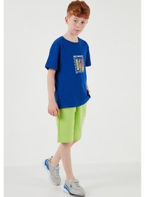 Resim Lela Pamuklu Regular Fit Bisiklet Yaka Şortlu Alt-Üst Erkek Çocuk Takım 6212011 Saks 