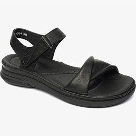 Resim Kadın Siyah Hakiki Deri Sandalet 