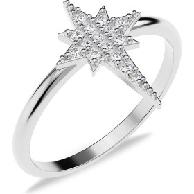 Resim İndigo Takı Kutup Yıldızı Beyaz Gümüş Yüzük 