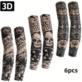 Resim Outdoor Bisiklet Sürmek için 6 Parça Çiçekli Dövme Kolluk Kapakları Seti, Mükemmel Hediye Seçeneği 