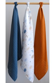 Resim runbaby ( 3 Adet ) 100x75cm %100 Pamuk 3'lü Müslin Örtü Set 