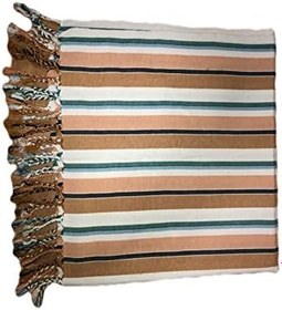 Resim Karatezgah Dokuma Çok Renkli Turuncu Çizgili Peştemal Örtü 