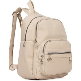 Resim Kadın Günlük Saten Deri Sırt Çantası Vizon 