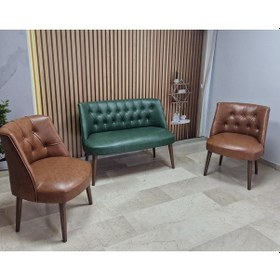 Resim Azra Mobilya Deri Çay Seti Koltuk Takımı - Bekleme Salonu - Cafe Mobilya - Ofis Mobilya - Balkon Mobilya Yeşil-taba 