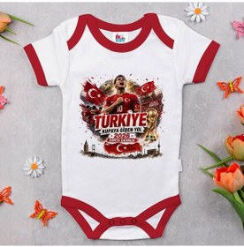 Resim Bk Gift Türkiye Taraftar Temalı 2026 Dünya Kupası Tasarımlı Kırmızı Bebek Body Zıbın-3 Tek Yürek Milli Takım Ruhu 