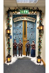 Resim PROMISEBACKDROP2 190x75cm Lastikli kapı süsü, Kumaş kapı giydirme, Christmas decor, Yılbaşı, Okul etkinlik kapı süsü 