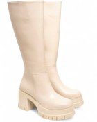 Resim hayalim shoes Kadın Oslo Cilt 8 cm Topuklu Yandan Fermuarlı Çizme krem renki 