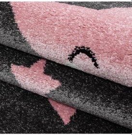 Resim Sevimli Yıldız Star Desenli Çocuk Halısı Gri Pembe Gri - Pembe 