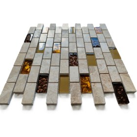 Resim MozaiKristaL Mutfak tezgah arası ve iç dekorasyonda tüm yüzeyler için 23x48x8 mm Mermer Mozaik. ( 1 m2 Fiyatıdır) 