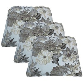 Resim Knsz sırt minderi 3 lü mazlum çiçek gri kumaş cırtlı tel sandalyesi sırtı için 