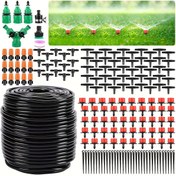 Resim 200 adet Bahçe Sulama Kiti, 50m Damlama Hortumu, Bahçe Sulama Sistemi 1/4 İnç Boş Damlama Sulama Kiti Otomatik Sulama Ekipmanı için Uygun Bahçe Serası, Patio, Çim 