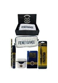 Resim Fenerbahçe Orjinal Lisanslı Beyaz Air Kalemtraş Ahşap Kutulu 6'lı Kırtasiye Seti Fb Laci Yeni 