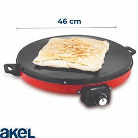 Resim Akel AT610 46 cm Kırmızı Elektrikli Katmer, Bazlama, Gözleme Sacı, Termostatlı, Büyük Boy, Eşit Isı 
