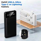 Resim ACL PW-82 10.000mAh Powerbank Çoklu Şarj Kablolu Taşınabilir Şarj Cihazı 