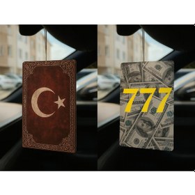 Resim Türk Bayrağı Ve Dolar Manifest 777 - İkili Oto Kokusu - Dekoratif Araç Kokusu Ve Aksesuarı 