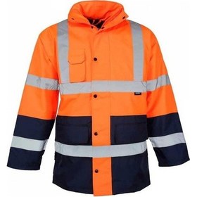 Resim Reflektörlü 300d Oxford Çift Renk Parka Yağmurluk Turuncu Sarı 