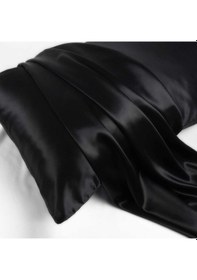 Resim Antibakteriyel Terletmeyen İpek Saten Yastık Kılıfı 2'li 50x70 Siyah Siyah 