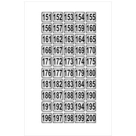 Resim Metal Kapı,masa,dolap Numarası 10cmx10cm 50 Adet (151…200) Gümüş Renk Metal 