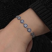 Resim Silver Evil Eye Beaded Women's Bracelet 