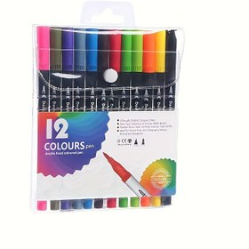 Resim Çift uçlu suluboya kalemi - parlak renk seti, resim çizimi ve el işleri için ideal hediye | canlı renk paleti | dayanıklı plastik kalem, su boyası malzemeleri, Çizim Araçları, Sanat Malzemeleri, Canlı Renkler, Uzun ömürlü mürekkep, Sağlam yapı, Boyama Aracı, Çizim Aleti, El İşi Tutkunları, Öğrenciler 