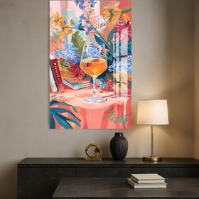 Resim Şarap Keyfi Cam Tablo - Siyah / 90x140 cm 