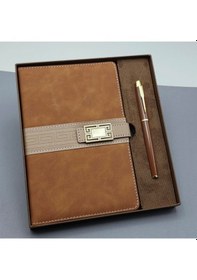 Resim Mobgift Tarihsiz Metal Klipsli Ajanda Defter Kalem Set Kahverengi 