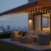 Resim Damla Şeklinde 50 LED Güneş Enerjili Bahçe Balkon Aydınlatma 7 Metre Işık 