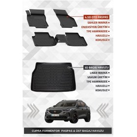 Resim Sahler Cupra Formentor 2020-2024 Uyumlu 4.5d Premium Havuzlu Oto Paspas Ve Liner Marka 3d Üst Bagaj Havuzu 