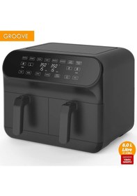 Resim Groove Max Plus XXL 1800W (4 L + 4 L) 8 L Çift Hazneli Smart Yağsız Beyaz Sıcak Hava Fritözü 