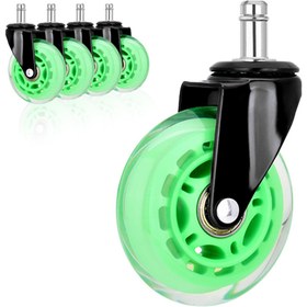 Resim Karr Gaming S-Wheels Motion Silikon Oyuncu Koltuğu Tekeri 75mm - Yeşil | Ofis Koltuk Tekeri | Sessiz 